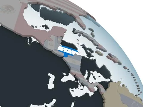 Honduras with flag on globe Stock Illustration