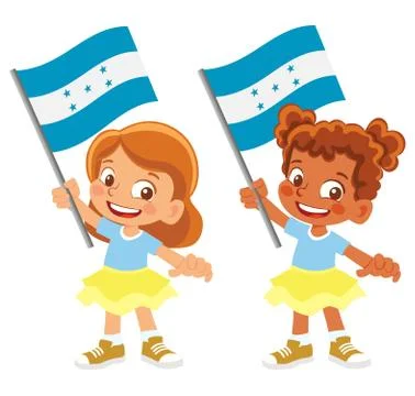 Honduras flag in hand set Stock Illustration