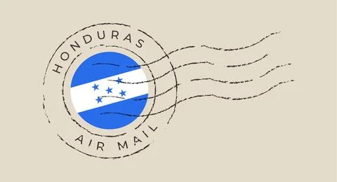 Honduras flag inside a circular postmark, a vintage air mail stamp vector f.. Stock Illustration