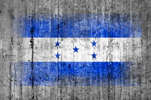 Honduras flag painted on background texture gray concrete Stock Photos