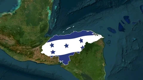Honduras flag superimposed on a satellite map showing its geographic location Vídeos de archivo 335296729