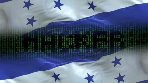 Honduras flag - Waving flag on matrix binary code background Stock Footage 321420072