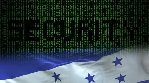 Honduras flag - Waving flag on matrix binary code background Stock Footage 321422313