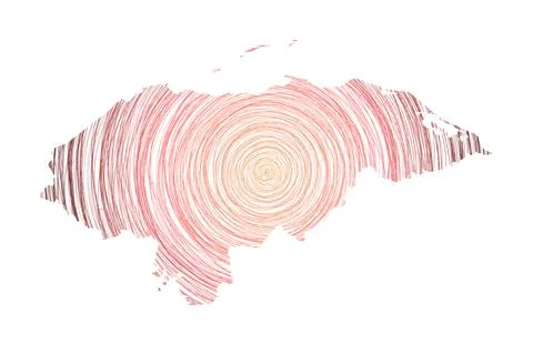 Honduras map filled with concentric circles. Sketch style circles in shape .. Stockillustratie