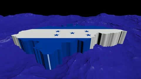 Honduras map flag in abstract ocean animation Stock Footage