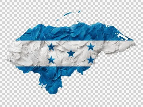 Honduras map flag with feathers on transparent background, 3d rendering. Stock Illustration