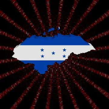 Honduras map flag on red hex code burst illustration Stockillustratie