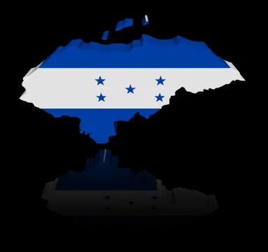 Honduras map flag with reflection illustration Stock Illustration