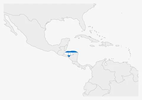 Honduras map highlighted in Honduras flag colors Stock Illustration