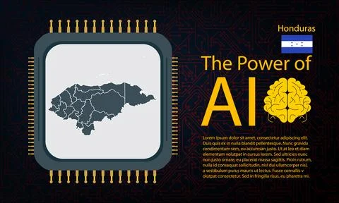 Honduras map with microchip war and AI concept on circuit board, Power of A.. Stock Illustration