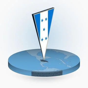 Honduras map in round isometric style with triangular 3D flag of Honduras Stock Illustration