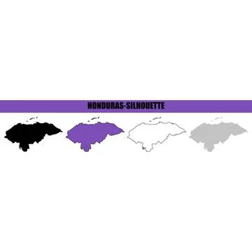 Honduras map silhouette variations with outline and pattern during clean pr.. Stock Illustration