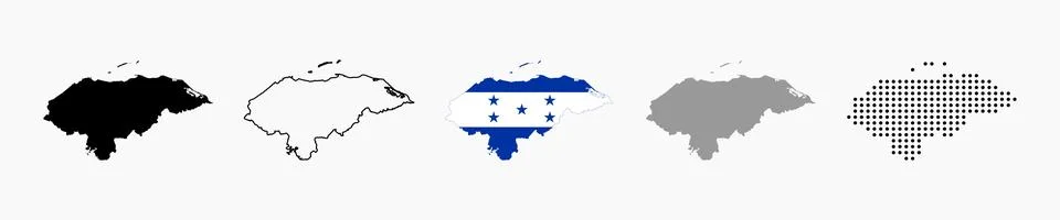 Honduras maps collection. Vector map of Honduras isolated on white background 스톡 일러스트
