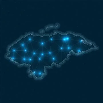 Honduras network map. Abstract geometric map of the country. Digital connec.. 스톡 일러스트