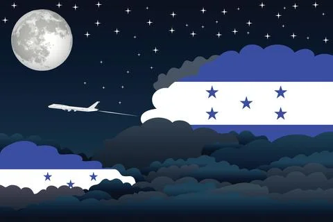 Honduras Night Clouds Airplane Vector Illustration Stock Illustration