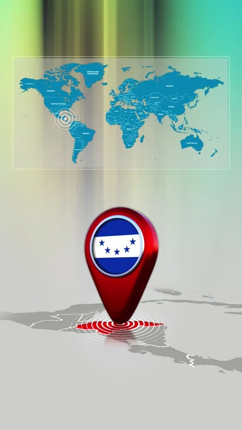 Honduras World Map Pin Location Background Loop Vertical Stock Footage 341771505