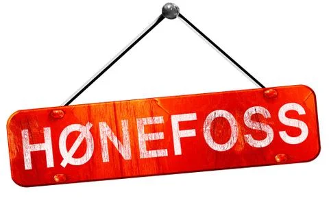 Honefoss, 3D rendering, a red hanging sign Stock Illustration