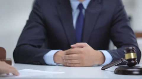 Honest attorney refusing euro bribe, incorrupt justice, law supremacy concept Stock Footage 114088321