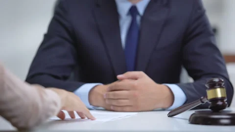 Honest attorney refusing euro bribe, incorrupt justice, law supremacy concept Stock Footage 114089827