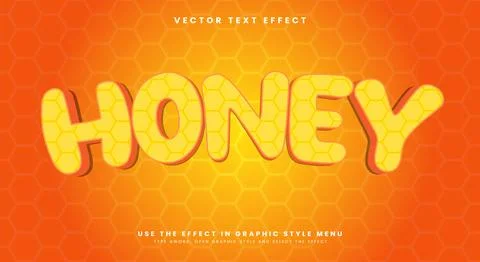 Honey 3d editable text effect Template Illustrazione stock