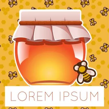 Honey and bee on background Stock Illustration