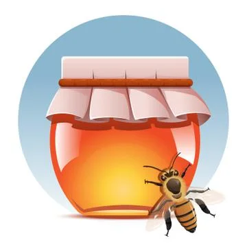 Honey and bee Stock Illustration