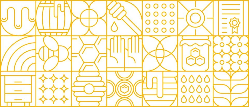 Honey and beekeeping pattern, linear apiary grid Stock Illustration