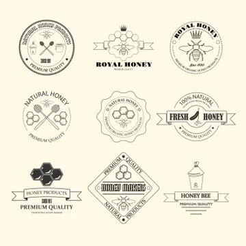 Honey and bees vector labels イラスト素材