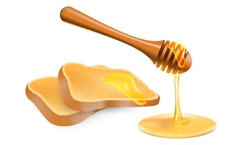 Honey and bread slices Stock Illustration