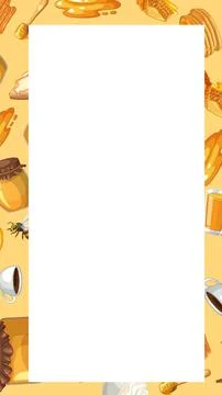 Honey and Breakfast Food Pattern Frame with Central Copy Space Stock Illustration