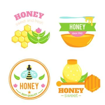 Honey badges. Logo elements. Bee design Stock Illustration