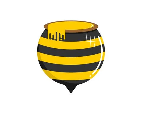 Honey barrel with bee sting shape logo Stock Illustration