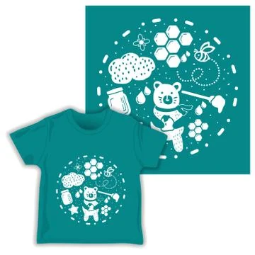 Honey bear seamless pattern print shirt fabric vector illustration Illustrazione stock