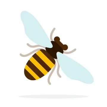 Honey bee at an angle flat isolated Stock Illustration