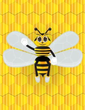 Honey bee cartoon with background Stock Illustration