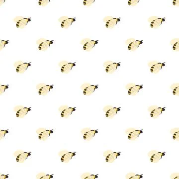 Honey bee cartoon pattern flying on white background Illustrazione stock