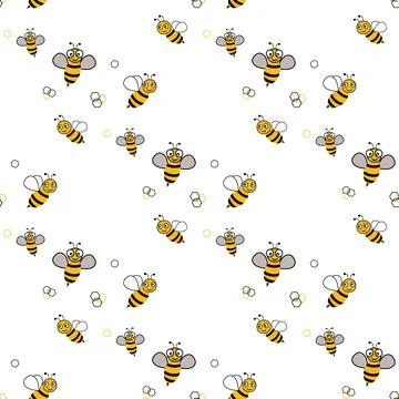 Honey bee cartoon pattern seamless. Vector cute cartoon bee seamless patter.. イラスト素材