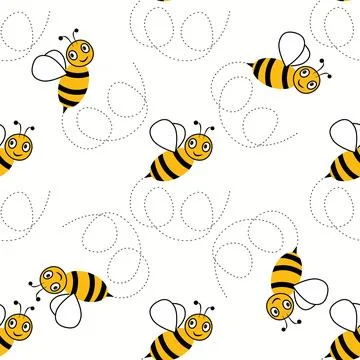 Honey bee cartoon pattern seamless. Vector cute cartoon bee seamless pattern Stock Illustration