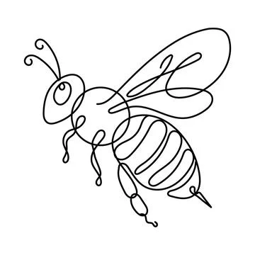 Honey bee continuous one line drawing. Bee sign in line style. Vector illus.. Stock Illustration