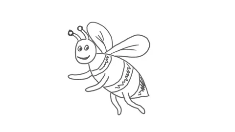 Honey Bee Flying Drawing 2D Animation | Stock Video | Pond5