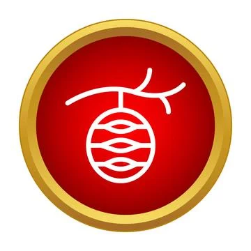 Honey bee hive hanging on a tree branch icon Ilustração Stock