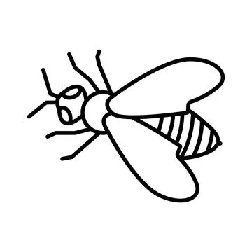 Honey Bee icon linear logo mark in black and white Stock Illustration