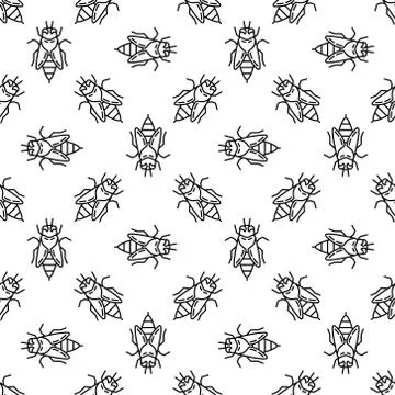 Honey bee line seamless pattern. Vector background Stock Illustration