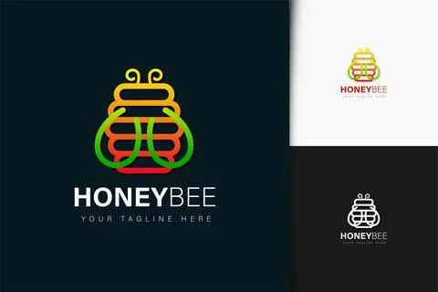 Honey bee logo design with gradient Stock Illustration