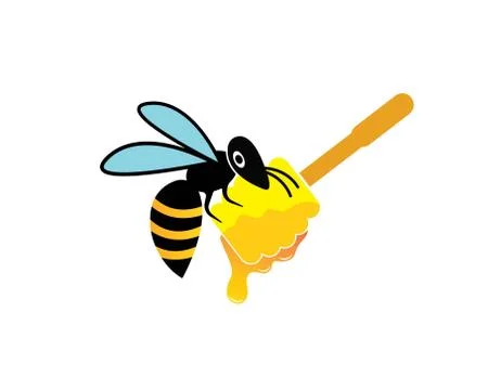 Honey Bee Logo Template vector icon illustration Stock Illustration