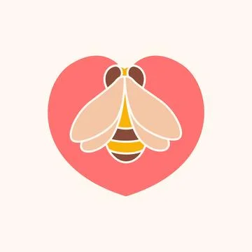 Honey bee lovers flat logo design vector Illustrazione stock