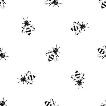 Honey bee pattern seamless black Stock Illustration
