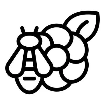 Honey bee pollinating raspberry icon representing summer season Stock Illustration