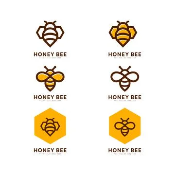 Honey bee set. Vector. Set of honey and bee labels for honey logo products. I Stock Illustration