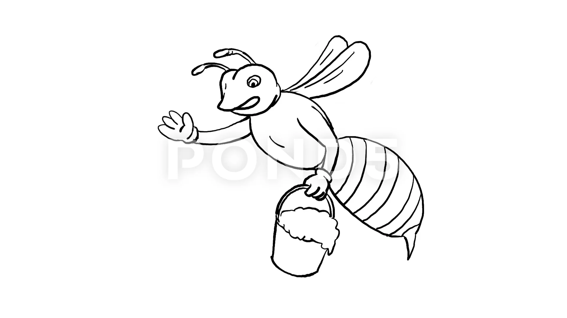 Honey Bee Waving With Pail of Honey Draw... | Stock Video | Pond5